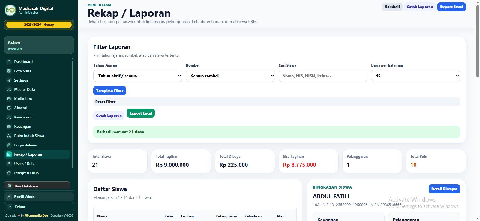 Rekap dan Laporan Terpadu