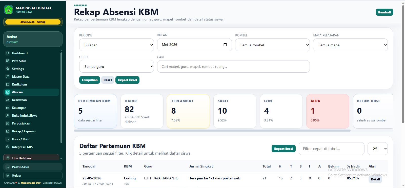 Rekap Absensi KBM